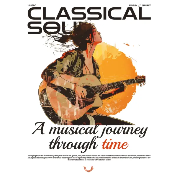 Girl looking at the sky while playing the guitar design