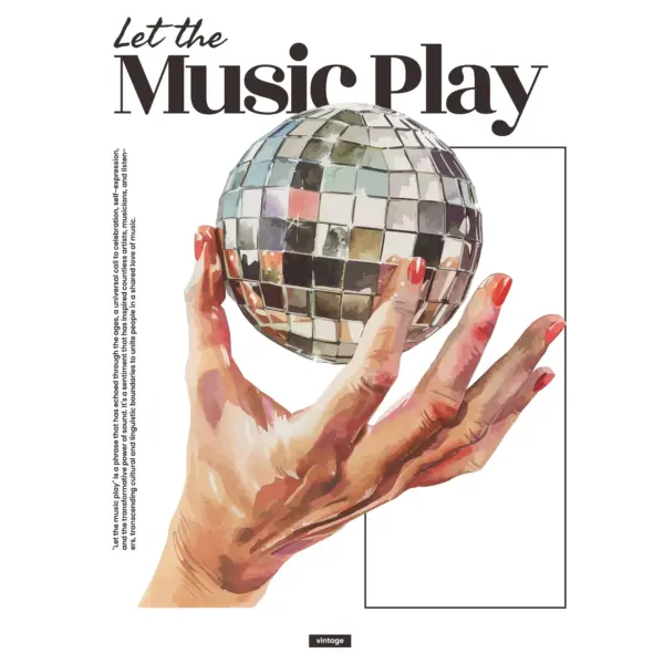 Hand holding a disco ball in vintage style design