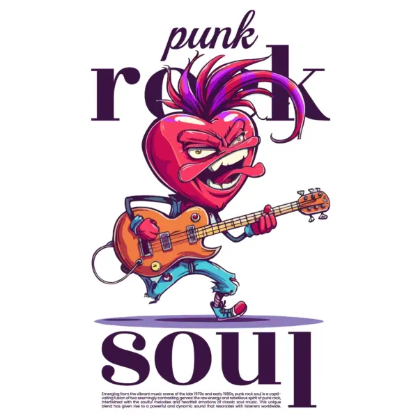 Heart with punk hairstyle playing guitar design