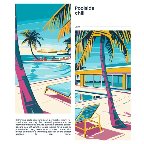 House with pool and a beach in the background design