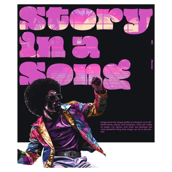 Man afro dancing 80s disco music design