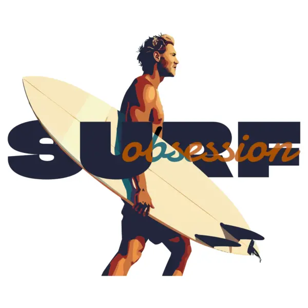 Man carrying a surfboard design
