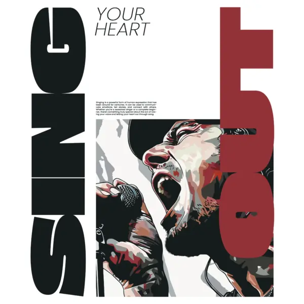 Man singing at the microphone design