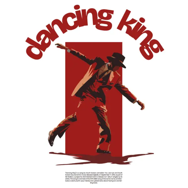 Man with red suit dancing design