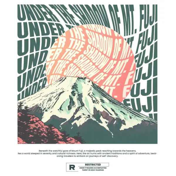 Mount fuji decorated with a phrase design