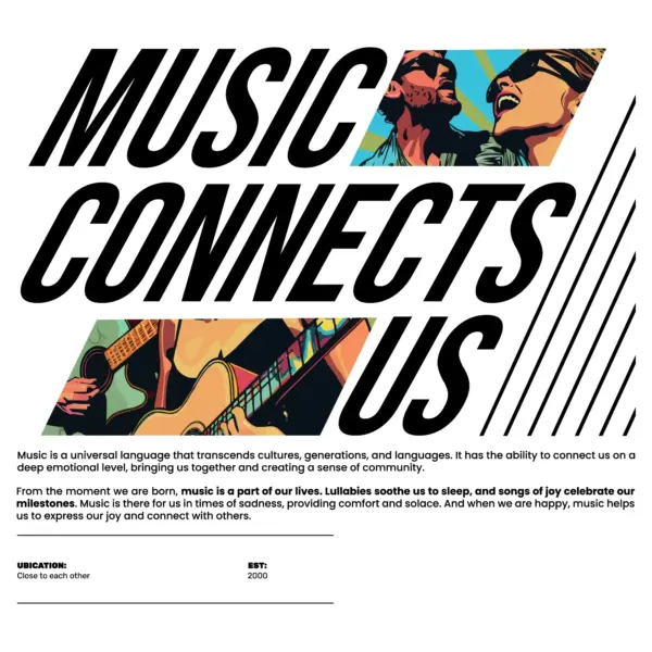 Music phrase with strips of images of a duet