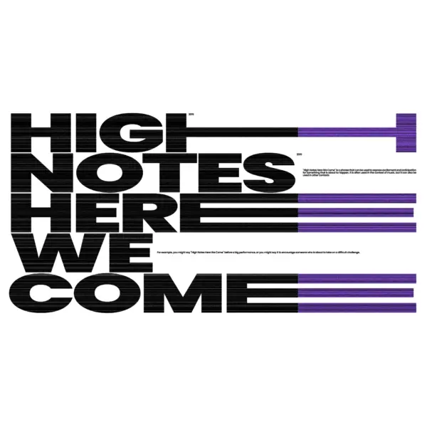 Music notes in a variable font in black and purple design