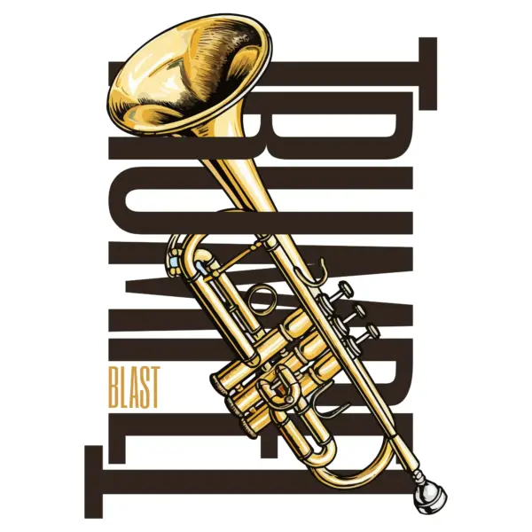Music with a trumpet in between design