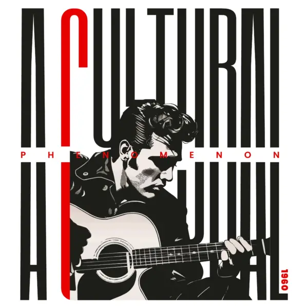 Rock an roll singer with distorted text design