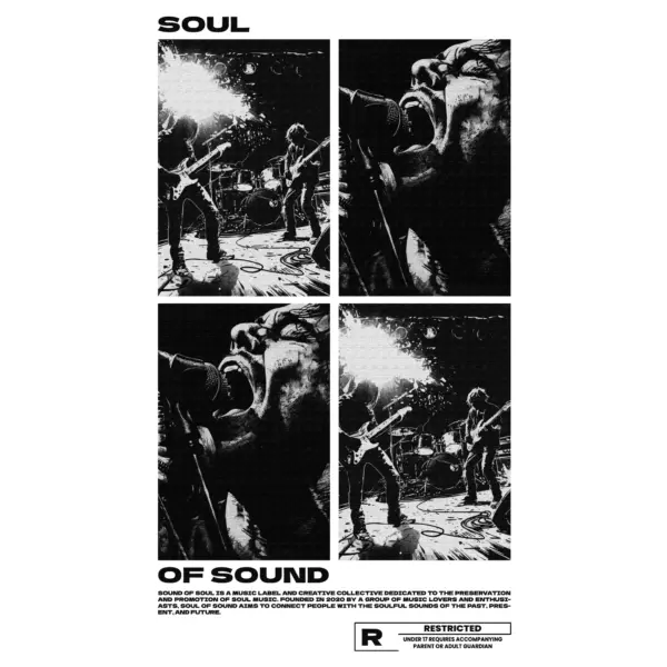 Rock band collage in black and white design