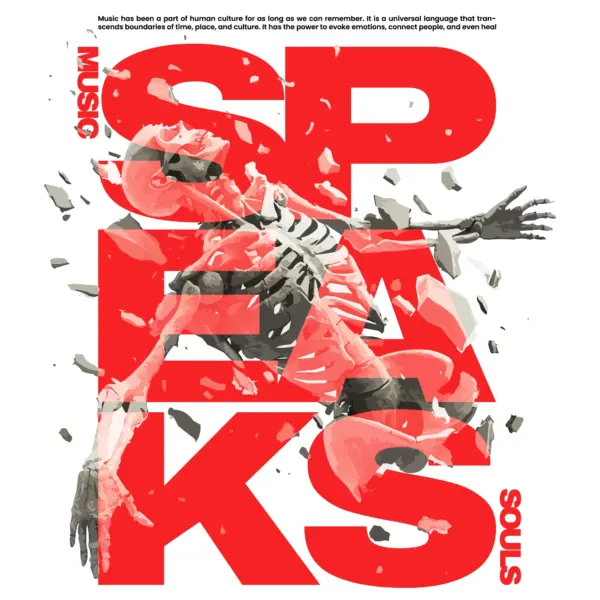 Skeleton dissolving in a music phrase design