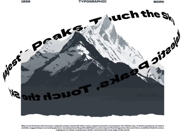 A camping phrase in 3d surrounding a mountain design