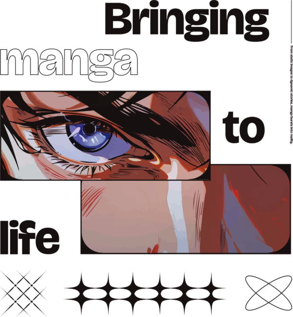 Angry eyes of a manga character design