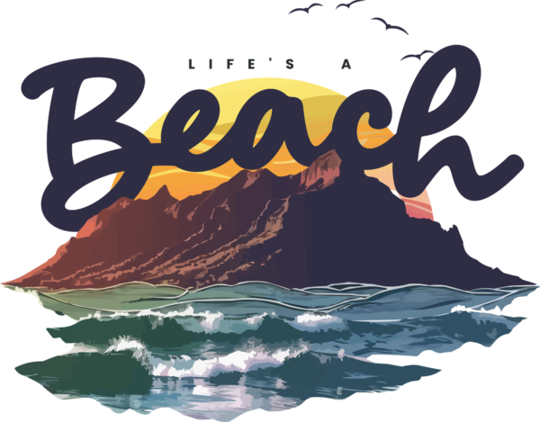 Beach phrase, intertwined with the mountains and the beach
