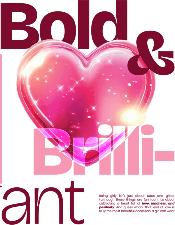 Bright heart with a girly phrase in red color design