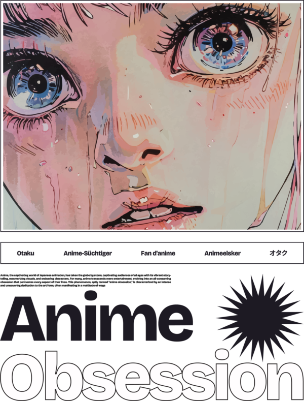 Crying girl face with an anime phrase design
