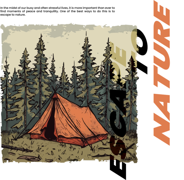 Decorated tent with a phrase in the forest design