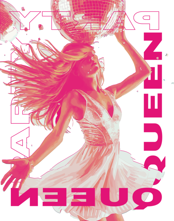 Girl dancing with a disco ball design