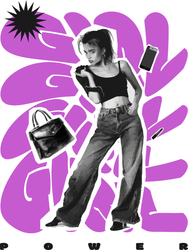 Girl with elements of women cut with scissors design