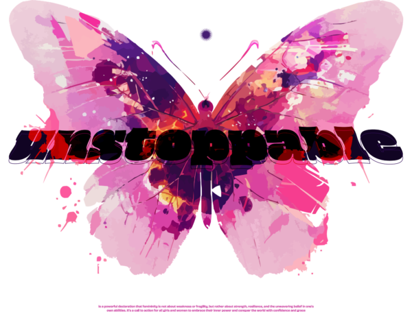 Girly phrase decorated with a pink butterfly design