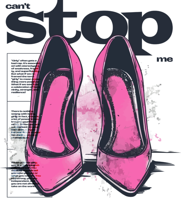 Girly sentence decorated with pink heels design