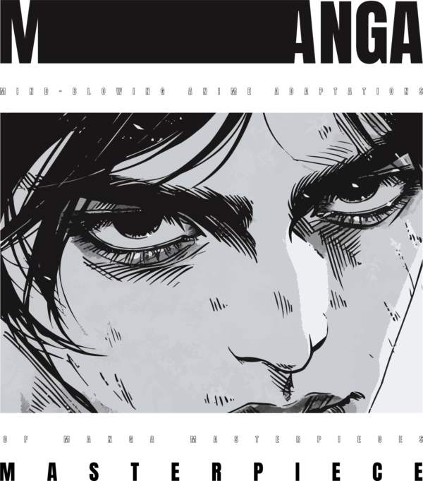 Manga character face with a blank phrase black and white design