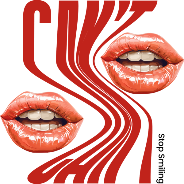 Phrase girly decorated with attractive women lips design