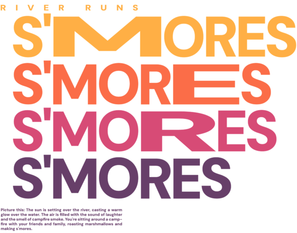 Phrase of camping with variable font in different colors design