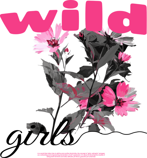 Pink flowers with black and white stems in a girly sentence design