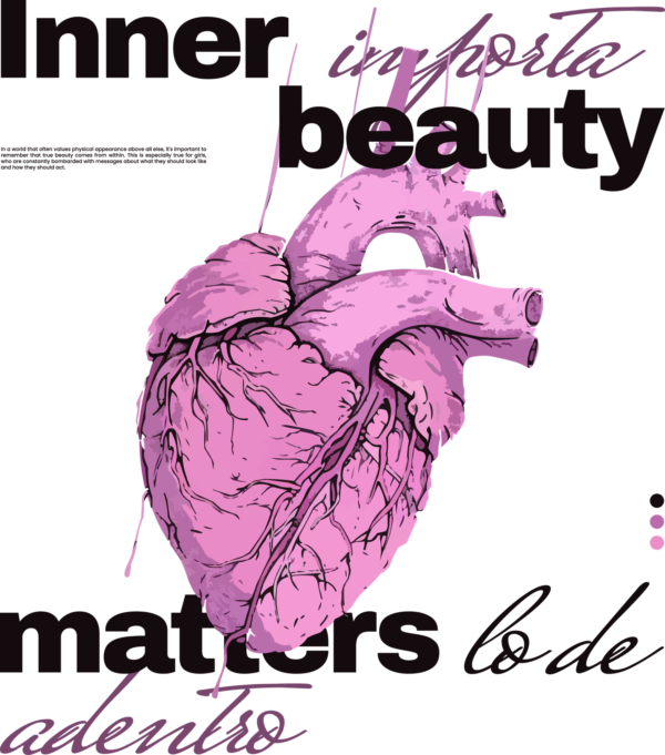 Pink heart with handwritten and sans serif phrase design