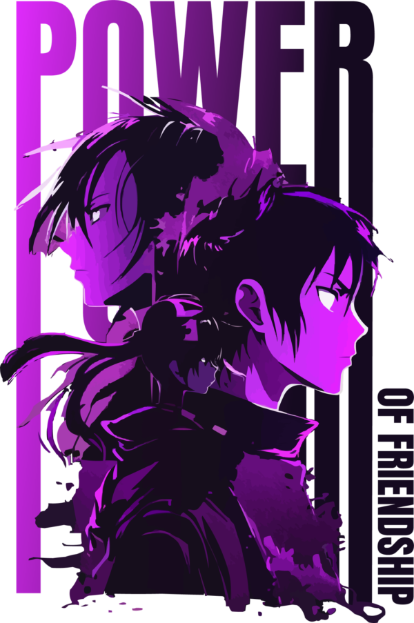 Powerful friends gathered and drawn in anime style design