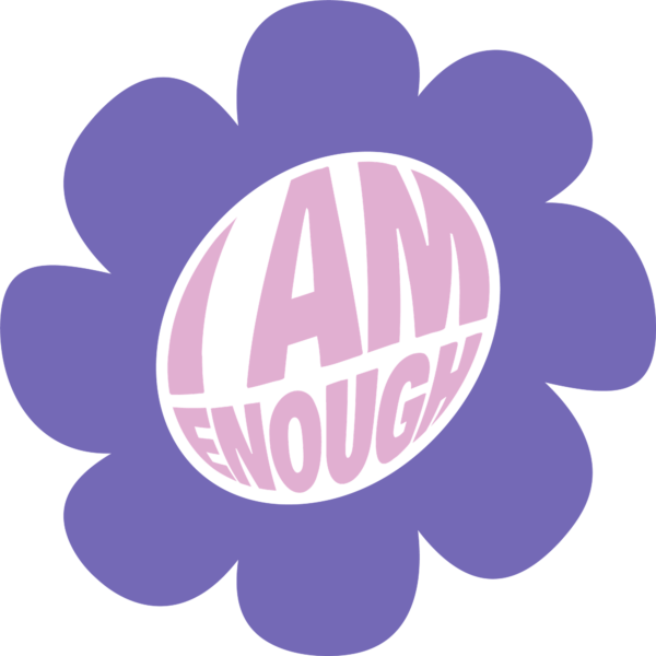 Purple flower with a phrase inside design