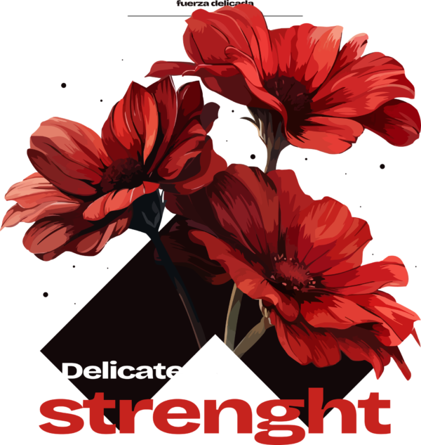 Red flowers standing out accompanied by a girly phrase design