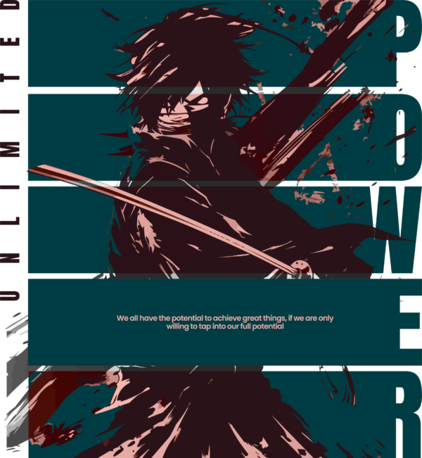 Samurai holding his katana crossed with the phrase design