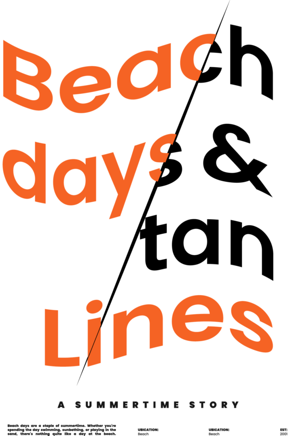 Summer phrase divided in two by a line distinguished by colors design