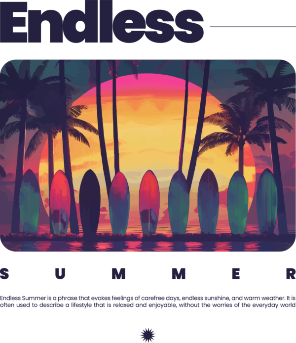 Surfboards lined up in front of the beach at sunset design