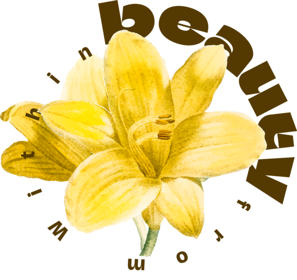 Yellow orchid over a phrase of beauty design
