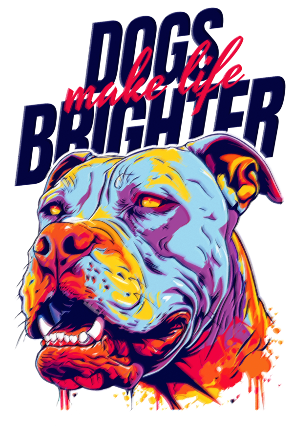 Aggressive pitbull in colorful style design