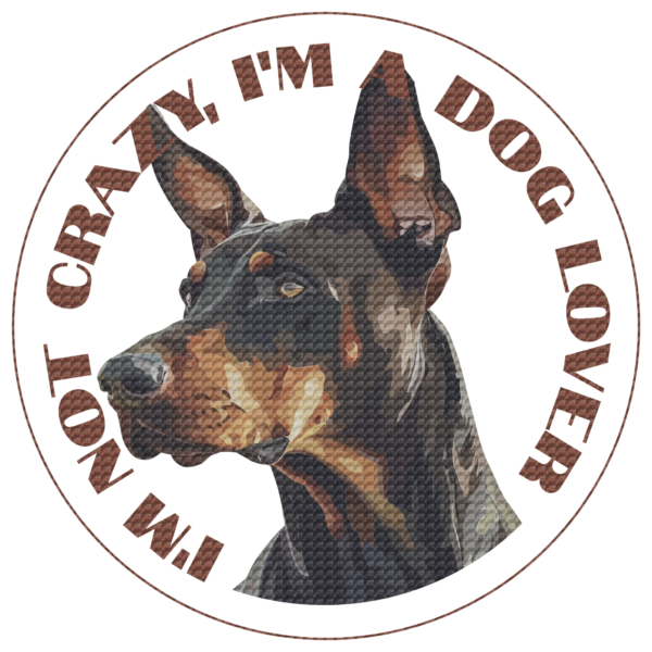 Circular with a doberman in the center design