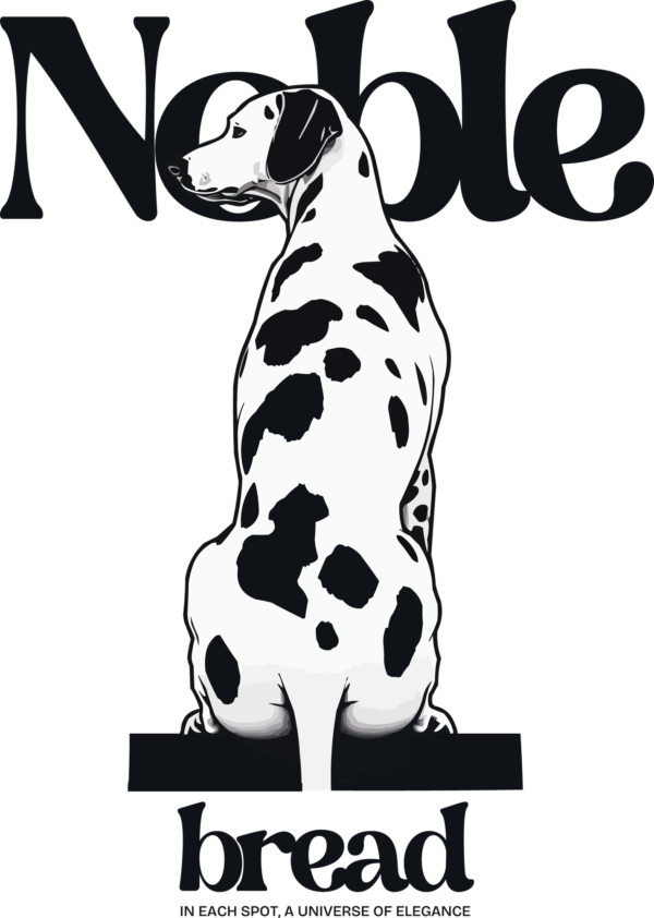 Dalmatian sitting on a phrase with overlay effect design
