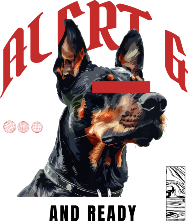 Doberman dog in attack mode in streetwear style design