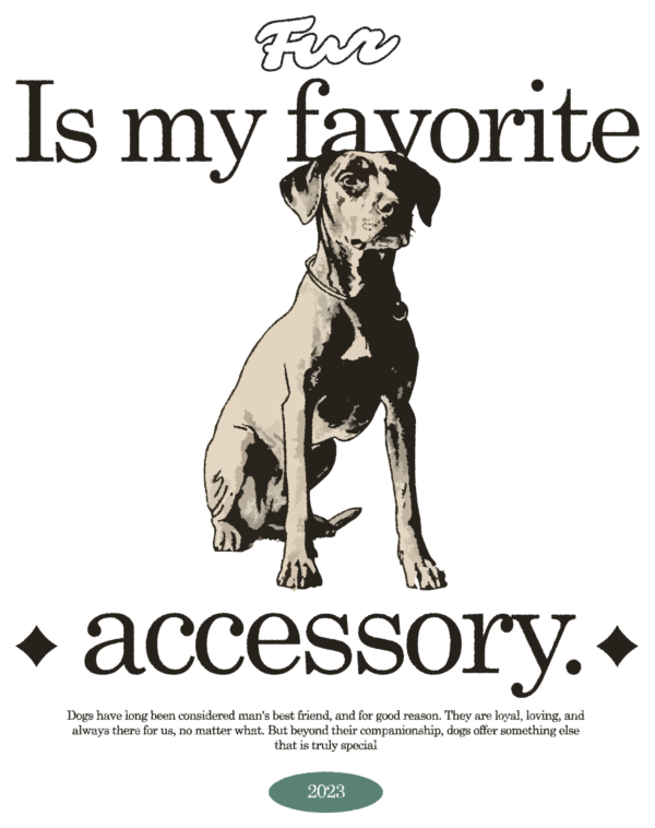 Dog sitting in a pet phrase design