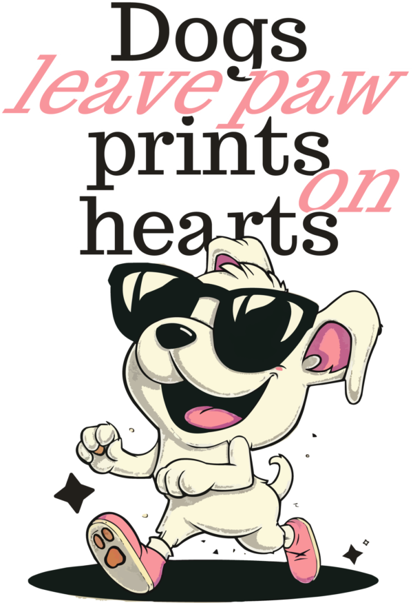 Dog with glasses walking happy in cartoon style design