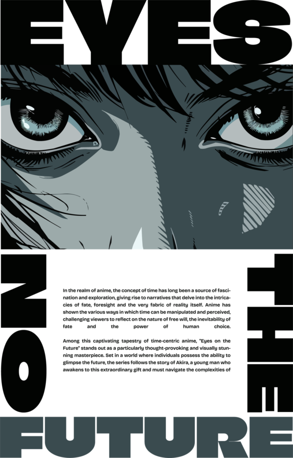 Eyes of a manga girl in dark tones design