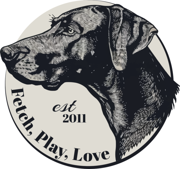 Face of a dog inside a circle in a vintage style design