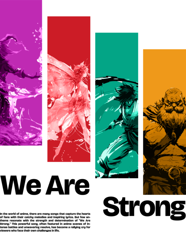 Group of powerful friends in striped colors design