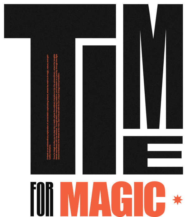 Japanese phrase with variable font in black and orange design