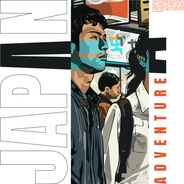 Japanese pull decorated with a vertical phrase in red and black colors design