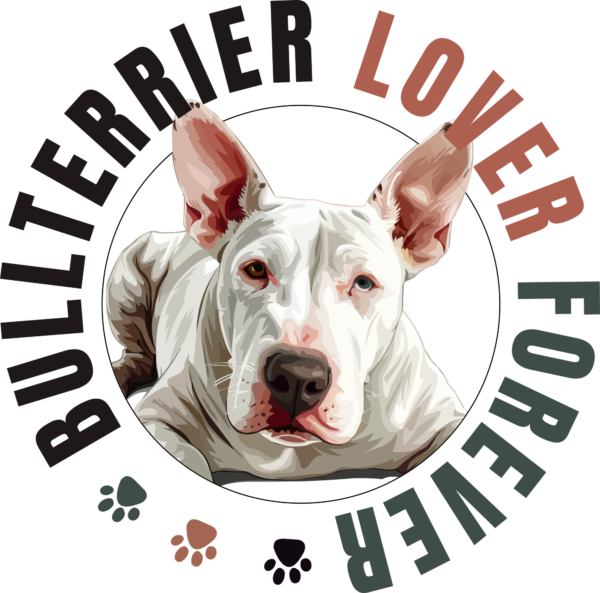 Pitbull lying inside a circle that surrounds the circular design