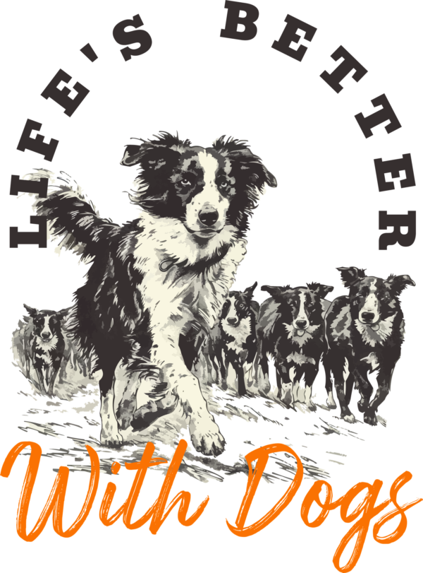 Vintage border collie dog group design
